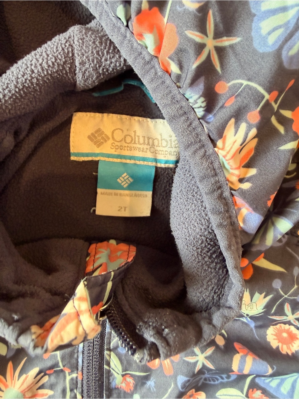 Columbia Navy Floral Hooded Toddler Jacket - Picture 3 of 3